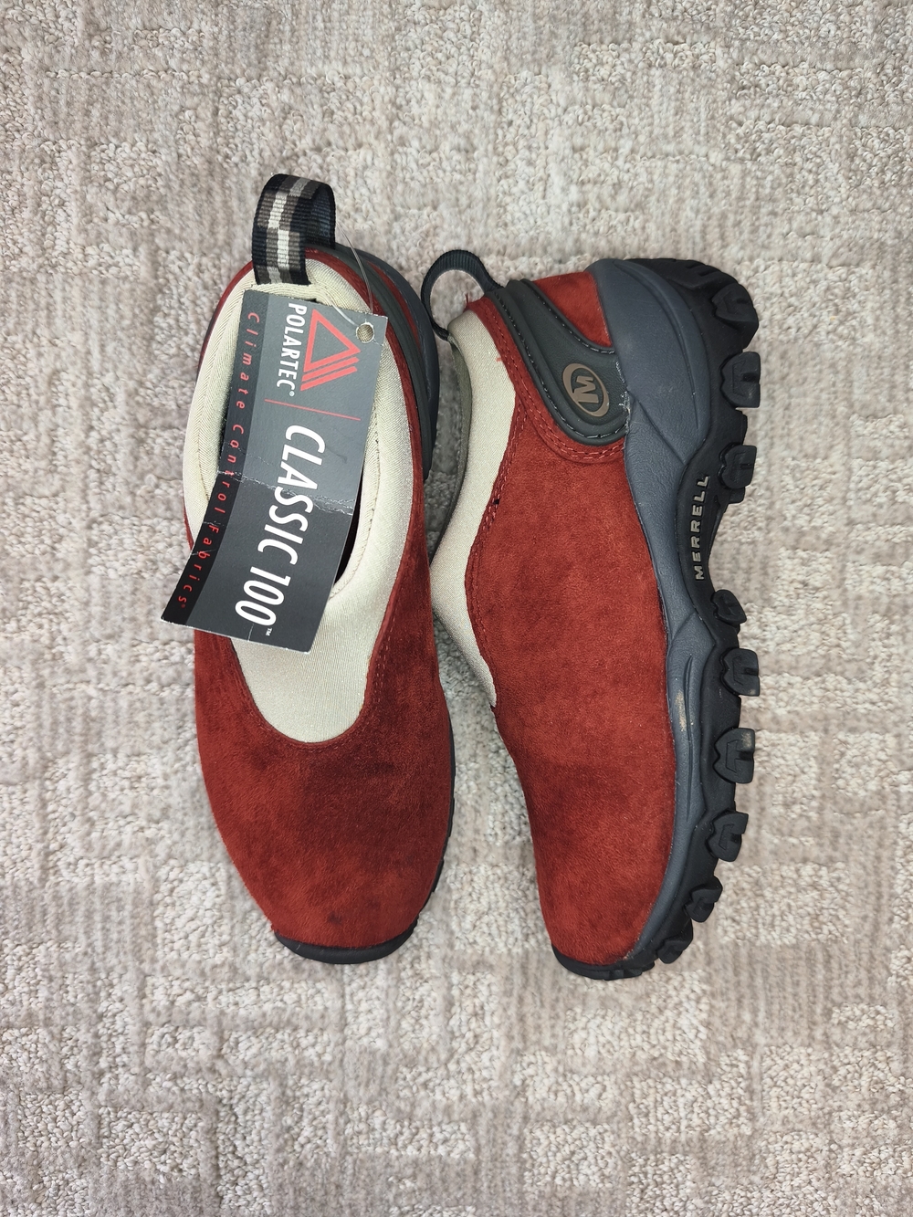 Merrell Orbit Suede Moc Women's Shoes Red Polartec Classic 100 Slip On Sz 6 NEW